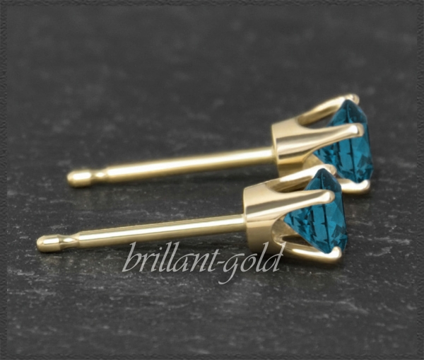 Preview: Ohrstecker 585 Gold Topas london-blue 4,5,6,7mm